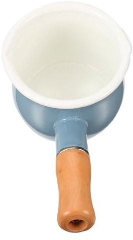 GRIRIW 10cm Non-Stick Enamel Milk Pot Multi-Function Saucepan for Baby Food Cooking and Milk Heating Heat-Resistant Mini Stockpot for Household Kitchen Use