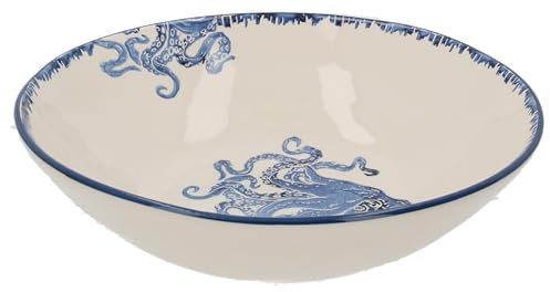 Keyhomestore - Ensaladera de cerámica pintada a mano con decoración de pulpo, diámetro 30 cm – Ideal para aperitivos y platos, idea regalo, platos para alimentos y aperitivos.