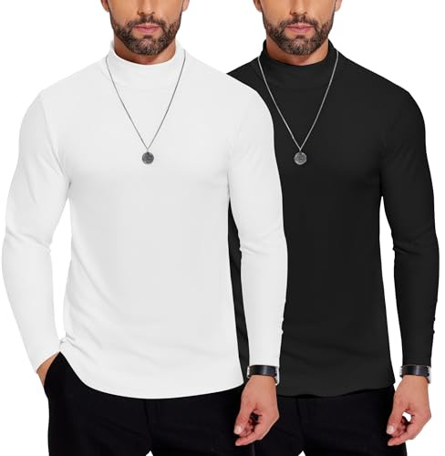 COOFANDY Pull à Col Roulé à Manches Longues pour Homme Pull d'hiver De Couleur Unie DéContracté Et LéGer