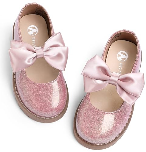 FUPPIA Scarpe eleganti da bambina piccola - Scarpe Mary Jane per bambine piccole, scarpe per uniforme scolastica, matrimonio, festa, casual, morbide, per camminare, rosa, 28 EU