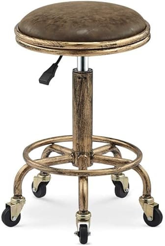 QZQJUILU Runder Rollhocker, Stuhl, Rollstuhl, für Büro, Salon, Tattoo, Küche, Massage, Arbeit, bequemer runder Sitz, höhenverstellbar, drehbar, strapazierfähig