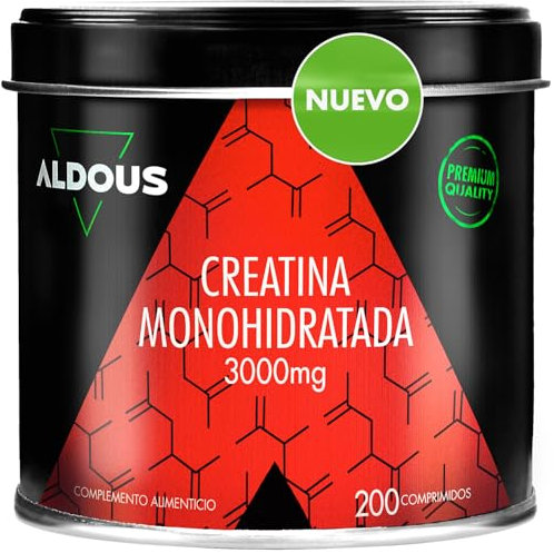Creatin Monohydrat 3000mg Optimal Hochdosiert pro Tagesdosis - Kreatin Monohydrat - Training, Sport, Fitness Training Kreatin Kapseln - 200 Tabletten Vegan - ALDOUS