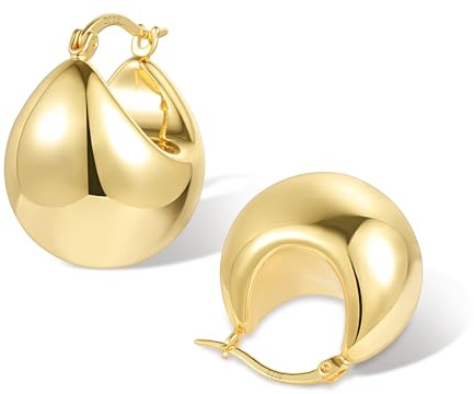 Boucles d'oreilles Femme Or Creole Plaqué Or Grosses Creoles Or Femme Plaqué Or Boucle d'oreille Femme Dorée Gouttes d'eau