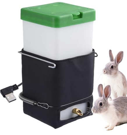 Tierbeheizte Wasserflasche – 1 L Beheizte Kaninchen-Wasserflasche | 30 W Elektrisch Beheizte Hamster-Wasserflasche, 1 Packung Kleintiertränke, 32 Unzen Tropffreie Wasserflasche Für Kaninchen, Hamster,