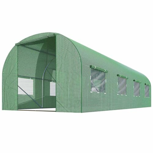 Plonos Serra a tunnel con telaio in acciaio, set con supporto per piante, 2,5 x 4 x 2 m, 10 m², verde