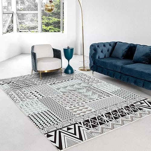 RUGMRZ Flokati Teppich Modernes, Minimalistisches, Modisches, Rutschfestes Sofa, Klassisches Arbeitszimmer Hotel Deko Modern Teppich Schwarz Teppich Arbeitszimmer Dekoration Wohnzimmer Modern Flokati