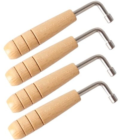 UPKOCH Harfenschlüssel für Präzise Stimmung aus Edelstahl und Holz 4 Stück Universell Kompatibles Stimmwerkzeug der Lyre Harfe für Saiteninstrumente und Professionelle Musiker