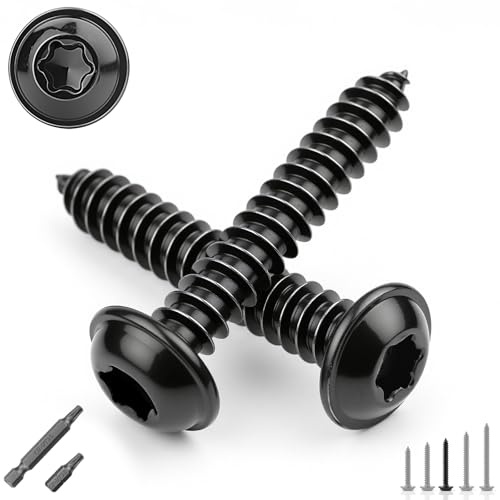 TXXATX M5 x 20 mm plåtskruvar rostfritt stål A2 V2A 70 st. skruvar M5 | Tallrikshuvudsskruvar svart, platt huvudskruvar, linshuvudskruvar trä, med 2 torx-bits, för akustiska paneler, möbler