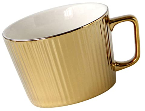 OFFSCH Tazza da Bevanda in Materiale Ceramico Finitura Dorata, Mug per Uso Quotidiano Manico Comodo, Tazza per Bevande Domestiche Adatta a Casa, Bar e Ristoranti