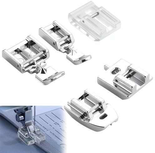 Zipper Foot for Sewing Machine, 5PCS Sewing Machine Feet | Sewing Machine Accessories with Walking Foot & Invisible Zipper Foot, Fit Brother, Singer, Janome & Other Low Shank Machines