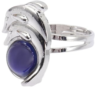 HEMOTON Delfin Stimmungsring mit Farbwechsel Offener Verstellbarer Ring aus Legierung für Damen und Kinder Temperatursensor Schmuck Geschenk