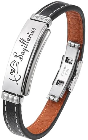 HUIANGLIYG Lederarmband Mit 12 Sternzeichen, Punk-Stil, Armband Mit Verschluss, Geburtstagsgeschenk Für Männer Und Frauen