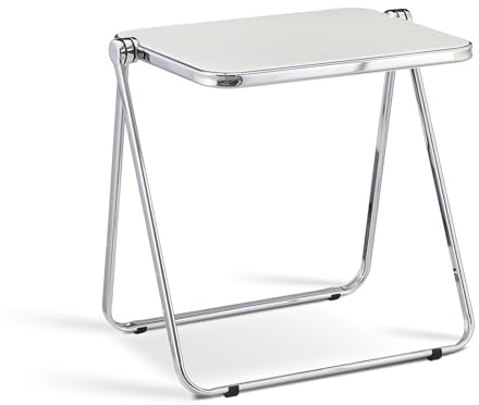 Tao One Mesa TV Plegable Acrílica, Sin Montaje Escritorio Pequeño, Blanca | Acrílico transparente, plegable sin montaje, escritorio pequeño, salón, dormitorio, oficina y despacho
