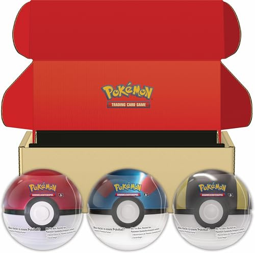 Pokémon-Sammelkartenspiel: Tin-Box-Bundle Pokéball – Pokéball, Superball & Hyperball (9 Boosterpacks des Pokémon-Sammelkartenspiels & 6 Stickerbögen)