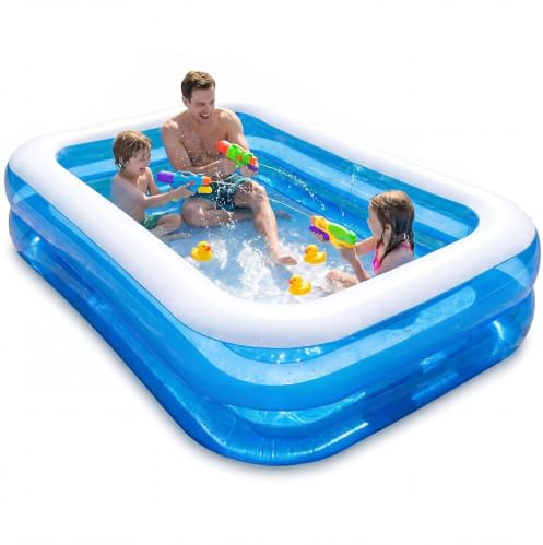 Molxss Inflatable Family Swimming Pool, 2M x 1.5M Large Rectangle Kids Paddling Pool, Outdoor Garden Pool, Family Fun Lounge Pool, Easy To Inflate, For Kids and Adults, 50CM Height