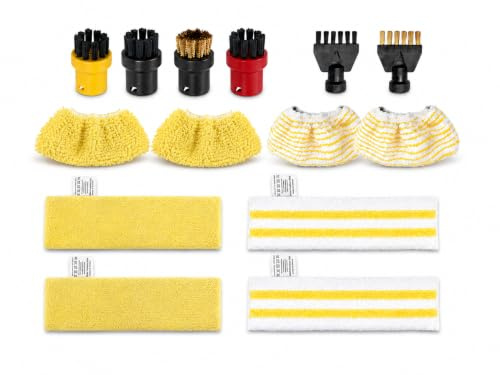 NexusBound Washable & Reusable 14 Pack Set Accessories For Karcher EasyFix SC 1, SC 2, SC 3, SC 4, SC 5, Steam Cleaner, 4 Floor Pads, 4 Handheld Nozzle Pads, 4 Round Brushes, 2 Joint