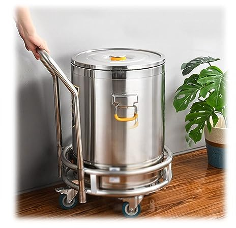 ASerZenith Supporto per Pentola in Acciaio Inox, Carrello Mobile su Ruote, Supporto Mobile per Fusto Isolante per Pentole A Induzione per Impieghi Gravosi, Supporto per Pentola da Z,Silver-72x47cm