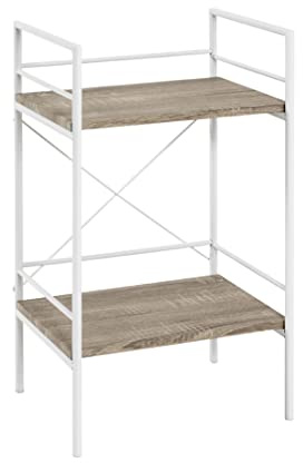 HAKU Beistelltisch Eiche hell weiß MDF Metall Couchtisch klein - Maße: B 34 x H 62 x T 27 cm Style: Modern