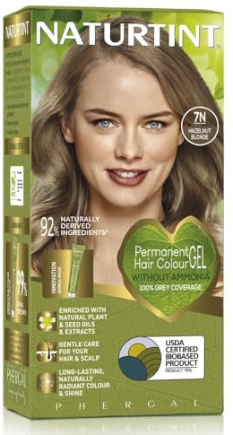 Naturtint Permanent Hair Colour Gel 7N Hazelnut Blonde, Plant Enriched, Biobased, Ammonia Free, Long Lasting Grey Coverage and Radiant Colour, Nourishment and Protection