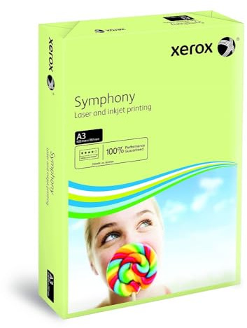 Xerox 003R91955 farbiges Druckerpapier Kopierpapier Symphony pastell, Din A3, 80 g/m², 500 Blatt, für Farblaser- und Inkjetdrucker bestens geeignet, grün