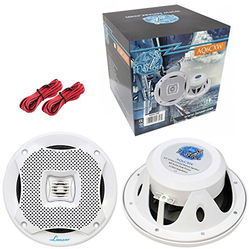 2 LANZAR AQ6CXW altavoces blancos de 2 vías 200 vatios rms 400 vatios máx 19,5 cm 6,5 camper piscina mar barco restaurante hotel impermeable, por par