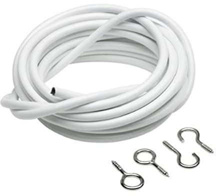 Merriway BH03870 150 cm Gardinendraht mit jeweils 2 Haken und Ösen, Weiß