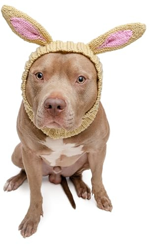 Zoo Snoods Jack Rabbit Costume - Knit Dog Snood Ear Wrap for Pets, Warm Neck Cover for Halloween and Winter (Large)
