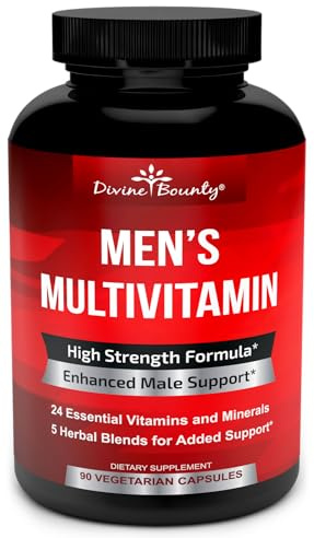 Mens Multivitamin – Daily Multivitamin for Men with Vitamin A C D E K B Complex, Calcium, Magnesium, Selenium, Zinc Plus Heart, Brain, Immune, and Men's Multivitamins – 90 Vegetarian Capsules