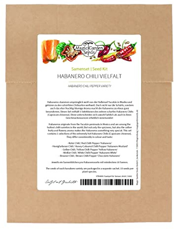 Variedad de chiles habaneros- Set de de semillas con 5 emocionantes variedades del tipo Capsicum Chinense