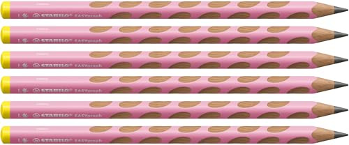 STABILO - Ergonomischer Dreikant-Bleistift für Linkshänder - EASYgraph | pastellpink, 6er Pack, Härtegrad HB