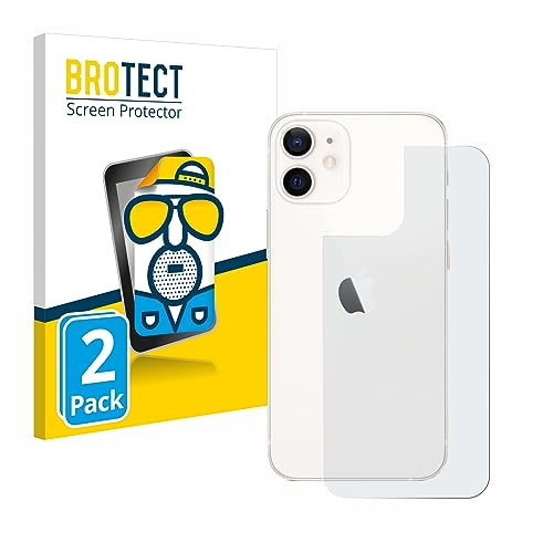 BROTECT Entspiegelungs-Schutzfolie für Apple iPhone 12 mini (Rückseite) (2 Stück) Matte Displayschutz-Folie, Anti-Reflex, Anti-Fingerprint