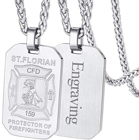 FaithHeart personalisierter Heiliger Florian Anhänger Schutzpatron der Feuerwehr Halskette Talisman Anhänger mit Geschenkebox für Feuerwehrmann Feuerwehrleute Herren Damen