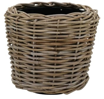 Klocke Dekorationsbedarf Rattan Pflanzkorb mit Einsatz - Handgeflochtener Pflanzkübel für Innen & Außen - Robuste Pflanzschale für Terrasse, Garten & Wohnbereich - Naturlook (⌀ 34 cm - H: 30 cm)