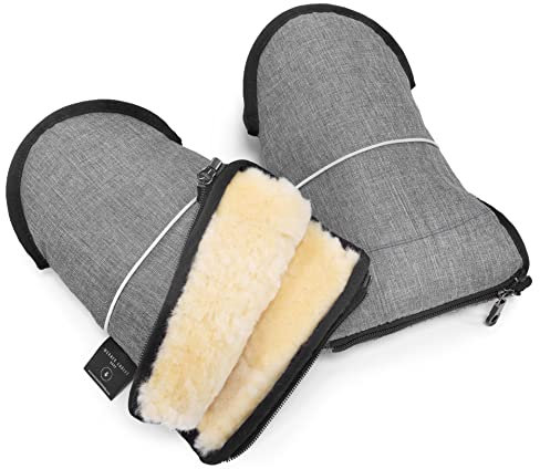 Lammfell Handwärmer von WERNER CHRIST BABY – GLOVY Handschuhe sind der ideale Kinderwagen-Muff aus medizinischem Fell, warmer universaler und wasserabweisender Handmuff, in grigio (hellgrau)