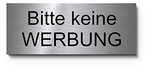 Schild keine Werbung keine kostenlose Zeitung | Briefkasten Postkasten Schild mit Gravur aus Edelstahl | Wetterfest - robust - kratzfest - langlebig - UV-beständig