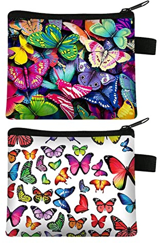 LdawyDE Mini Canvas Coin Purse,2 Pieces Small Coin Holder Purse Zip Wallet Pouch Money Purses Bag for Child Zero Student Ms. Fashion Wear-Resistant(Polyester, B)