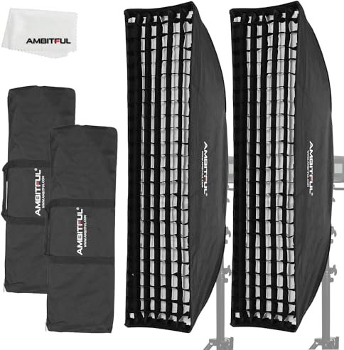AMBITFUL 2PCS FW30X120 30x120cm 12x47 Beehive Honeycomb Grid Strip Softbox Bowens Mount for Studio Flash