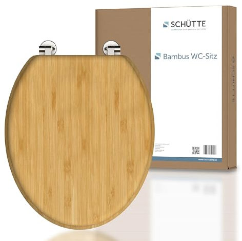 SCHÜTTE Abattant WC Bamboo en bambou massif, abattant de WC durable en bois de bambou, compatible avec toutes les toilettes courantes, très grande résistance au poids, testée jusqu'à 150 kg
