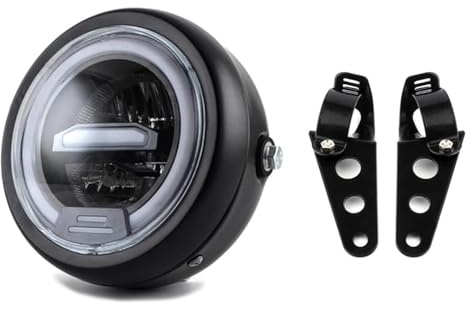 kucehiup 6.5 Inches Round Motorcycle LED Headlight with Brackets Assembly (White Light)