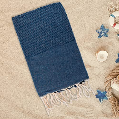 Lisola - Telo Mare Fouta in Puro Cotone, Tinta Unita, Ideale per Spiaggia, Mare e Piscina, 100 x 200 centimetri, Colore Blu Notte, Modello: HAMMAM