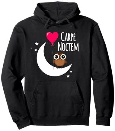 Frase latina Carpe Noctem Luna Estrellas Búho Carpe Noctem Sudadera con Capucha