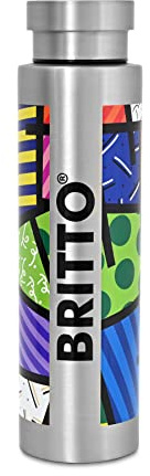 BRITTO Insulated Water Bottle - 25oz Leak Proof Stainless Steel Flask, Thermal Sports Cup, Food Grade Quality, BPA-Free, Vacuum Insulation for 24-Hour Cold & 12-Hour Hot - Silver Colorful Landscape