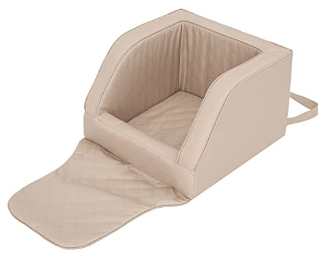 Hundbilstol, hundbur, hundsäng, transportlådor, baksäte, hundfilt, kattsäng, för små hundar, beige, (46 x 46 x 31 cm)