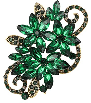 EVER FAITH Elegante Brosche Strass Kristall Vintage inspiriert Blume Cluster Marquise Pin für Kleidung