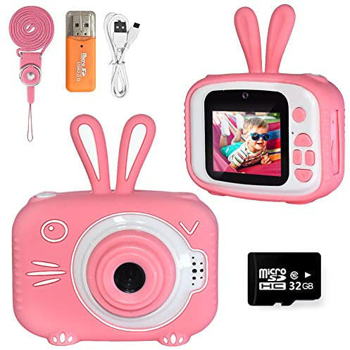 Vasttron Kids Camera for Girls Boys 3-12 Years Old Selfie Children Camera Infant Toys Bunny 1080P HD Digital Video Camera for Toddler Christmas Easter Birthday Gifts with 32GB SD Card