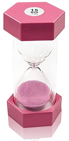 Hexagonal Sand Timer - 15 Min Pink Hourglass for Kitchen & Time Management