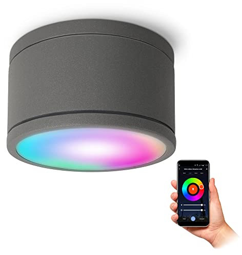 SSC-LUXon CELI-WX Badezimmer Lampe Smart Home Deckenspot kompatibel mit Alexa, Siri & Google - WLAN RGB LED Downlight anthrazit