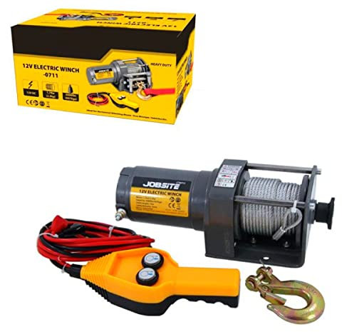 12V Electric Winch 1000 to 2000lb Reversible Ideal for Horizontal Winching Boats Tree Stumps Vehicles with 15M Cable