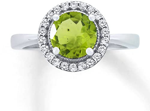 Runde facettierte Peridot-Cz-Ringe mit Edelsteinen – 925er Silberring Grüner Peridot-Cz-Edelsteinring – Schmuckgeschenk für Mädchen zum Lehrertag