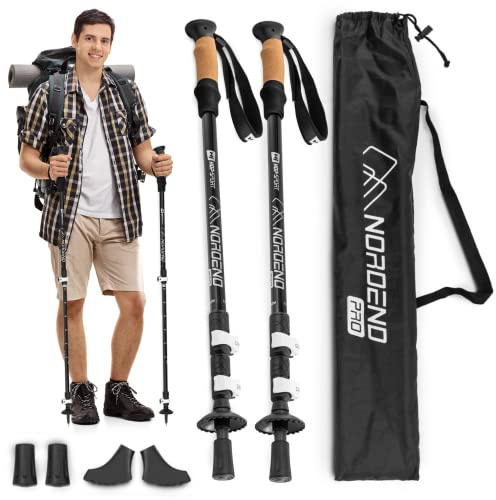Hop-Sport Trekkingstöcke HS-P145TP Nordic Walking Wanderstöcke Anti Schock Teleskop Kork - Schwarz